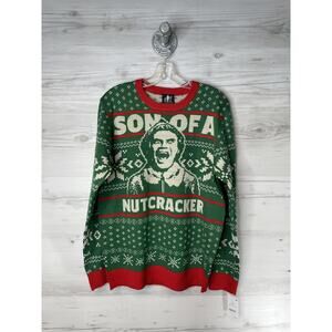 Elf Son Of A Nutcracker Sweater Mens Medium‎ Green Christmas Ugly Holiday